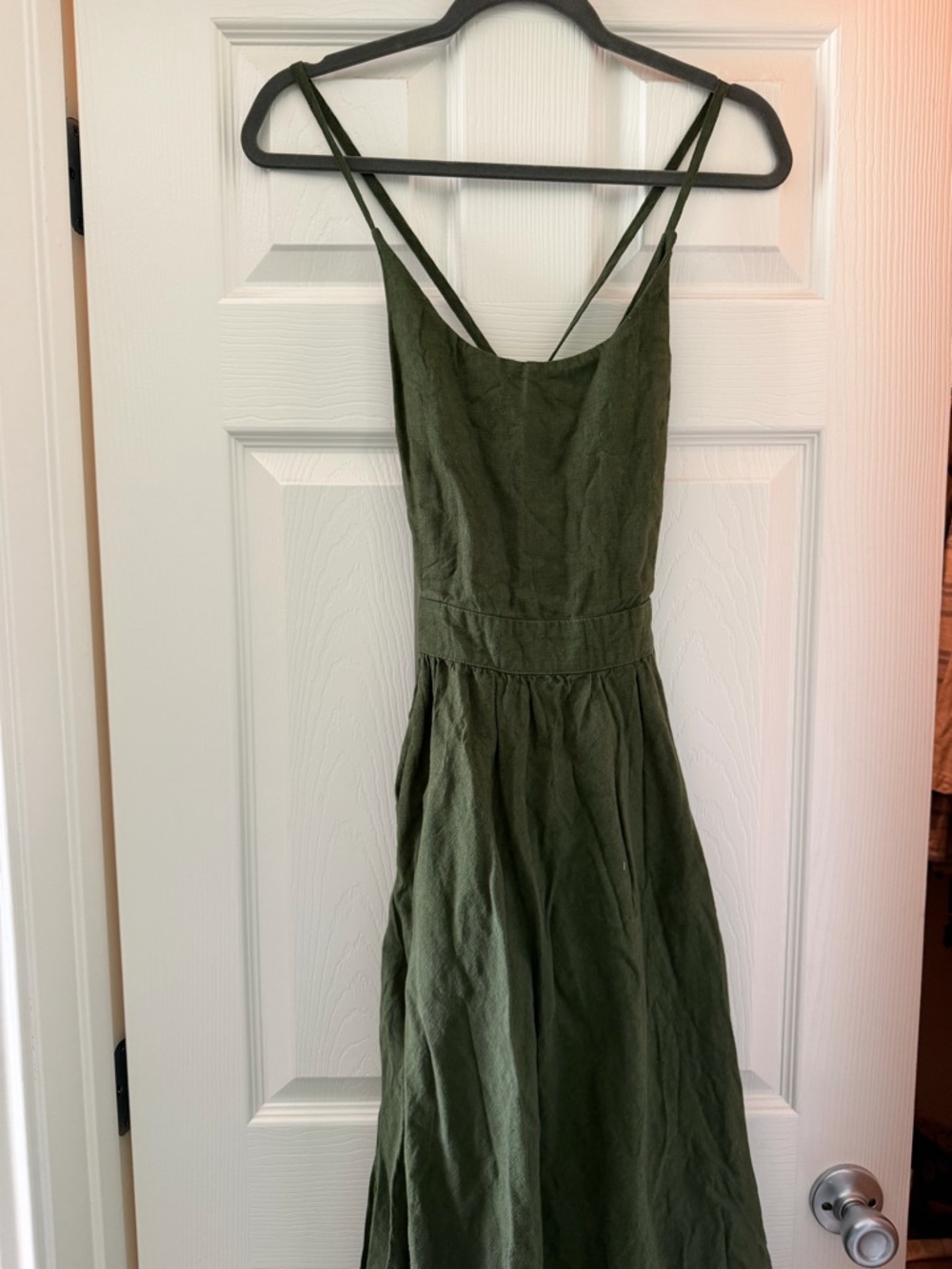 MANTAIKOIAI forest Green Linen dress - Picture 6 of 11